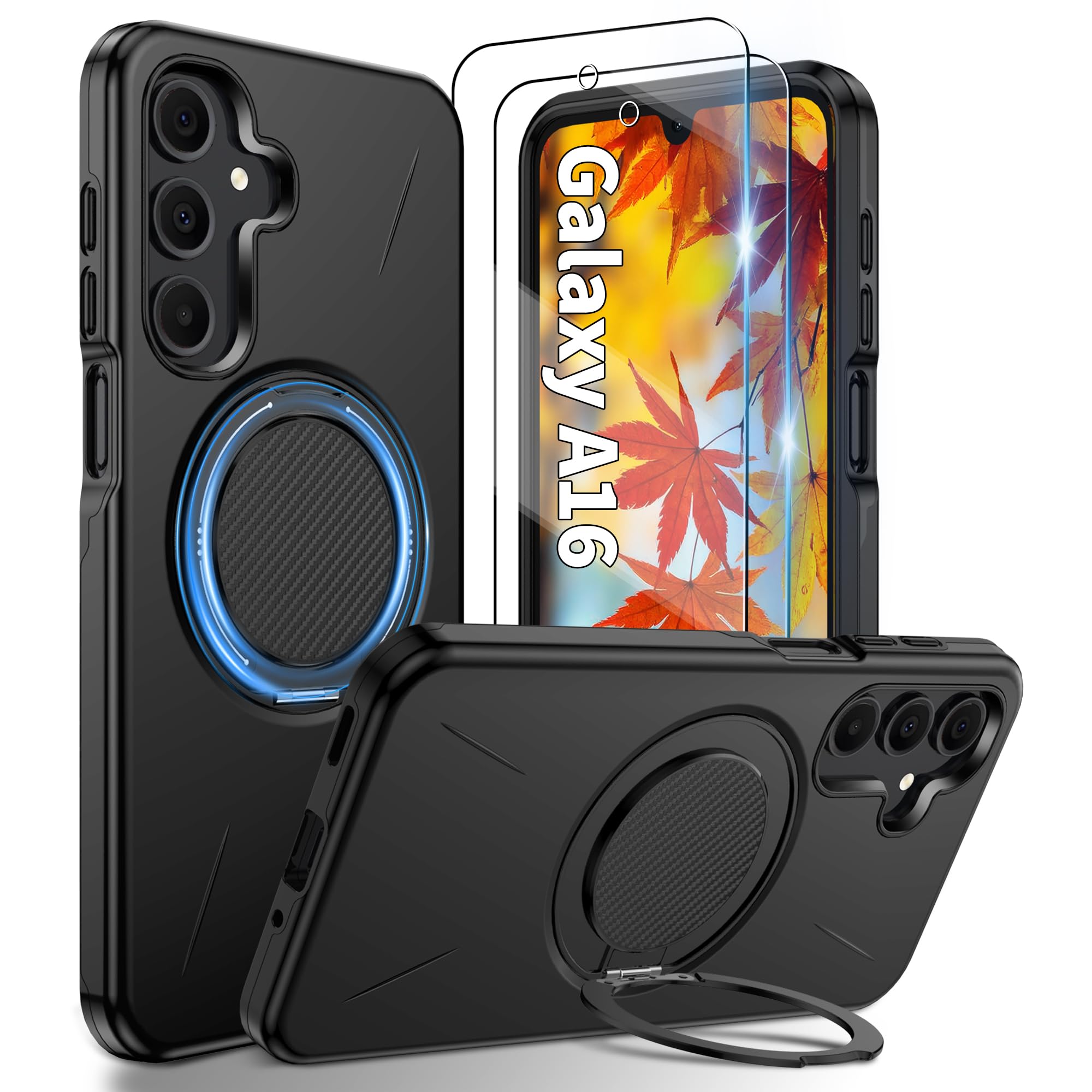 Gritup für Samsung S Serie Gehäuse [Kompatibel mit MagSafe Zubehör]: 2 Stück HD-Bildschirmschutz, eingebauter Kickstand, Dual Layer Stoßdicht, Kamera Guard, Samt Touch