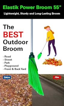 Elastik Power Green Broom - رأس مكنسة للخدمة الشاقة لجميع الأغراض بدون مقبض [مجموعة من 2]