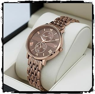 styledose Women's Luxury Black Analog Watch – Rose Gold Roman Numerals with Stylish Metal Chain Strap Wrist Watches for Women's & Girls&Miss&Ladies