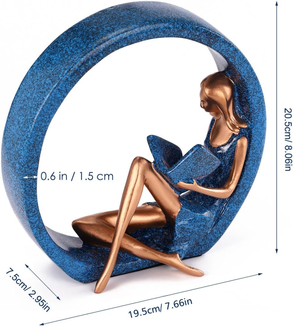 Resin Figurines Yoga Girl Statue Art Sculpture Ornament for Bookshelf Display Ornaments for Readers Teachers Decor for Living Room Bedroom Office Desktop Cabinets and Home