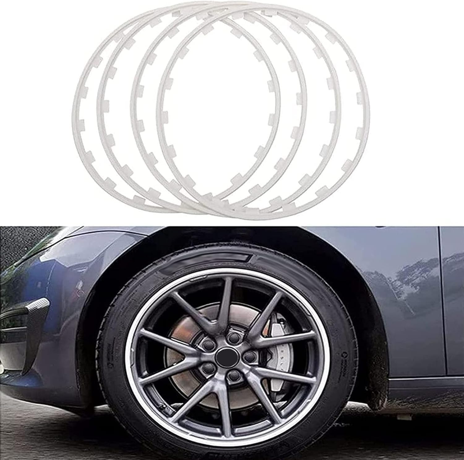 Wheel Rims Hub Protectors 16-20 in Car Wheel Rim Protectors 4 Pieces Alloy Wheel Edge Ring Anti-Collision Anti-Scratch Car Refit Trims Kit for All Models