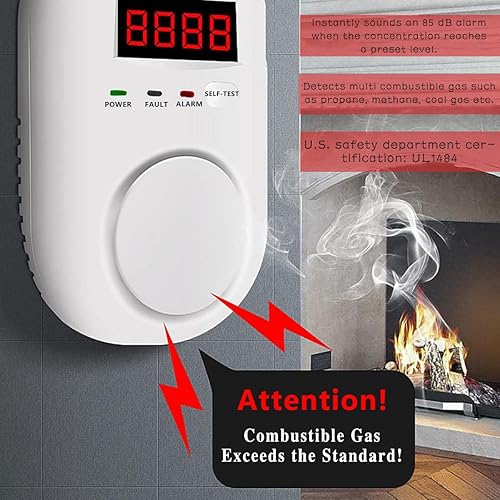 Miniatura 4 de Detector de gas natural enchufable para el hogar y RV Detector de fugas de gas para GNL, GLP, metano, 2 unidades