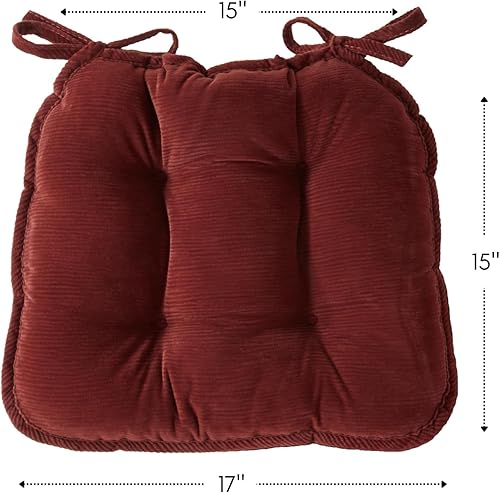 Miniatura 6 de Greendale Home Fashions Cojín reversible de pana para silla de interior (juego de 2), Sangria 2 unidades