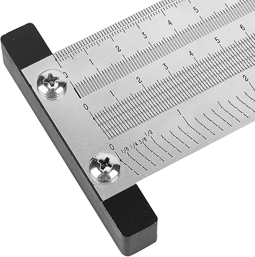 Miniatura 8 de Regla de marcado de ultra precisión, versión métrica de acero inoxidable para carpintería, herramienta de medición de alta precisión T cuadrada (12