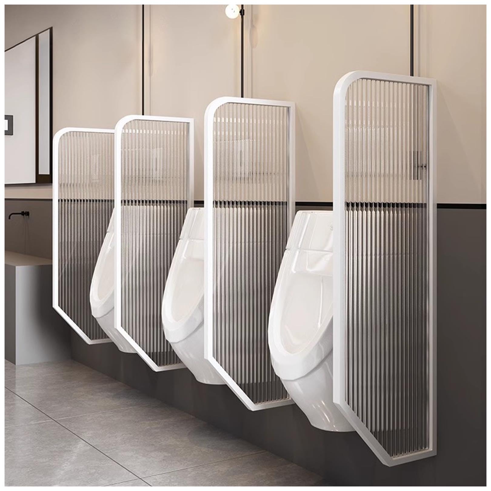 GTHTUHFD Tempered Glass Urinal Partition Screen, Wall-Mounted Privacy Divider For Public Toilets, Men‘S Urinal Baffle For Hotels & Restaurants - Black, 100Cm, 1 Piece,White-120cm