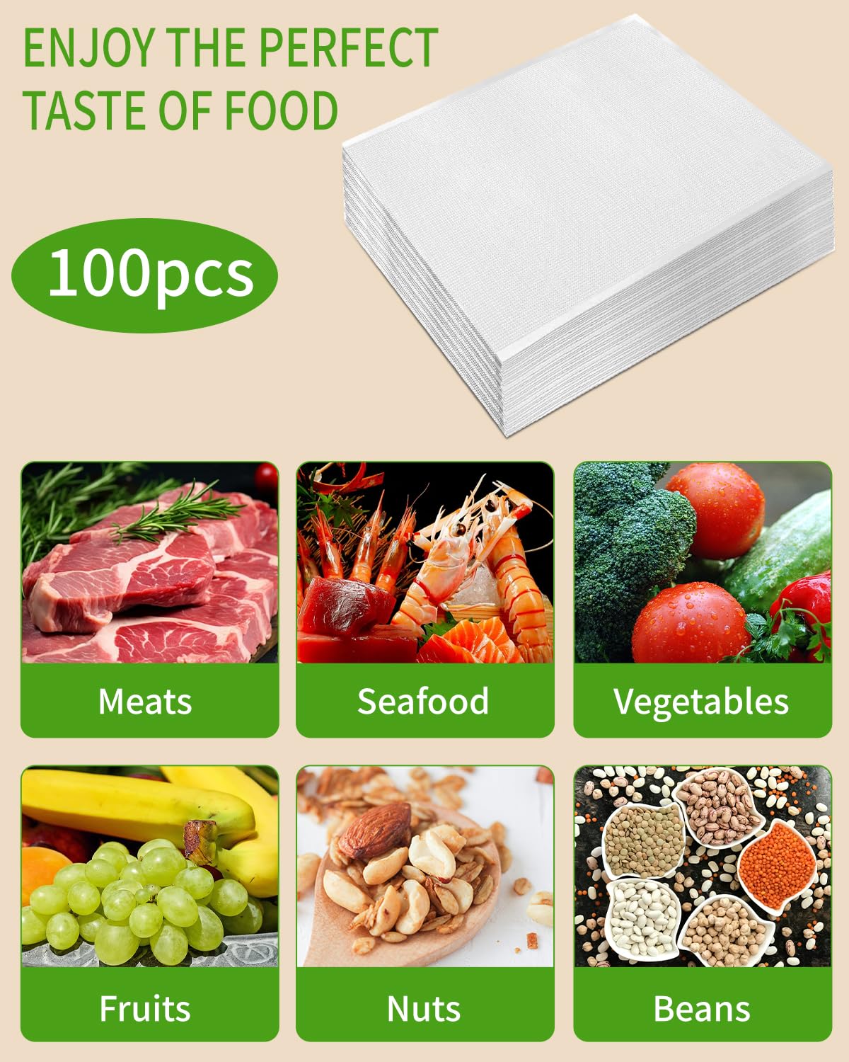 100 Sacs Sous Vide Alimentaires Sinlaw - 20x30cm, Compatibles Toutes Machines, Conservation Congélation