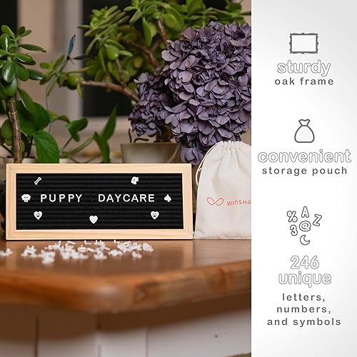 Miniatura 7 de Tablero de letras pequeñas  Mini marco de madera de fieltro negro con letras blancas de 12 x 5 pulgadas  Tableros de letreros intercambiables de