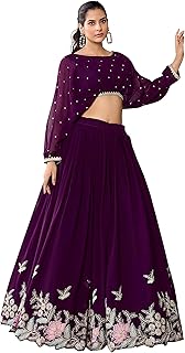 TRENDMALLS Women's Georgette Sequins Embroidery Work Lehenga Crop Top Co-ords Set Style SemiStitch Lehenga with Unstitch C Price In India