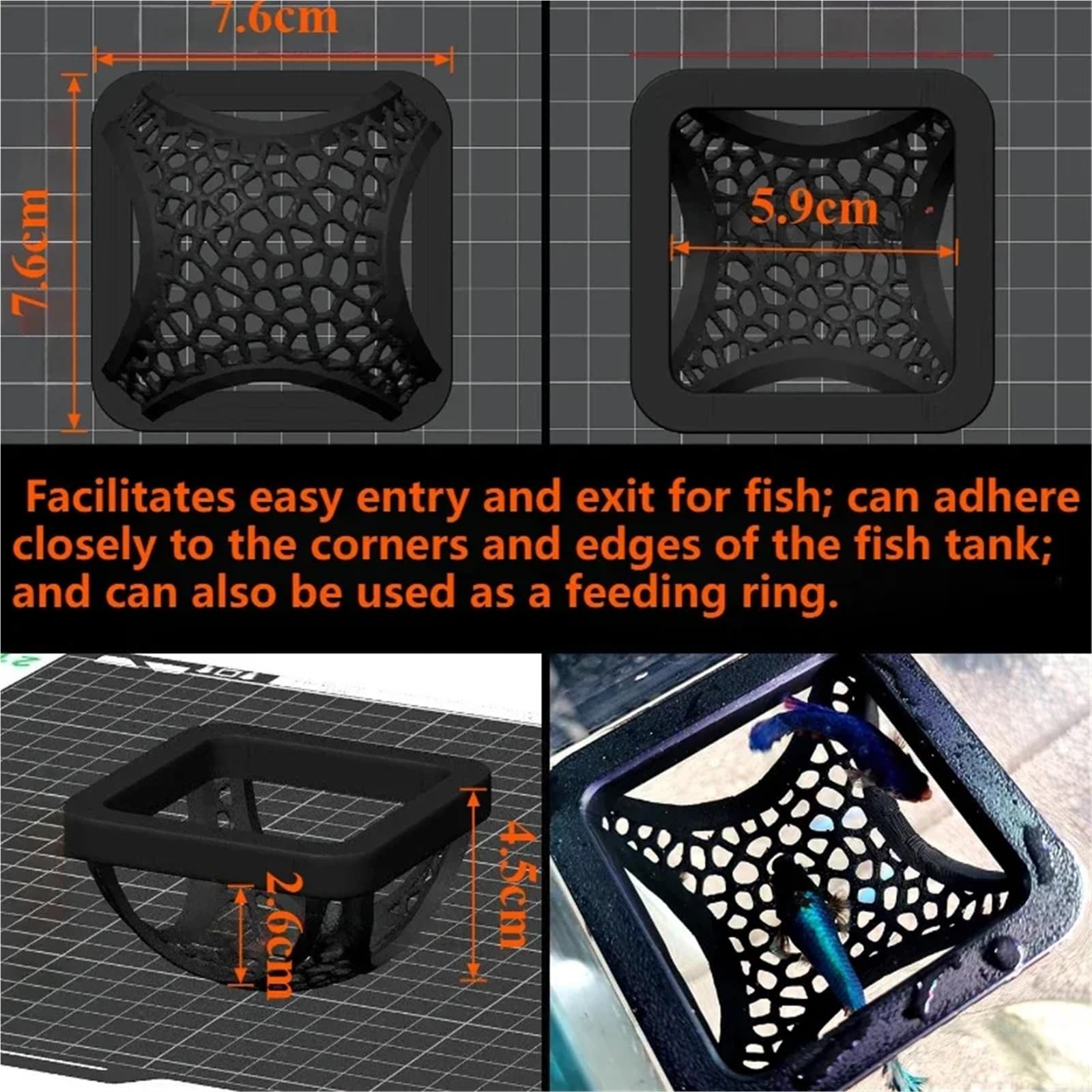 Lot de 2 cachettes flottantes 3 en 1 pour aquarium, grotte pour poissons, crevettes, hamac, anneau d'alimentation et lieu de repos (blanc)