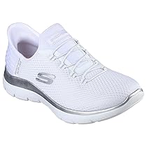 Skechers Donna Summits Diamond Dream Scarpe da Ginnastica, White Mesh, Silver Trim, 41 EU Larga