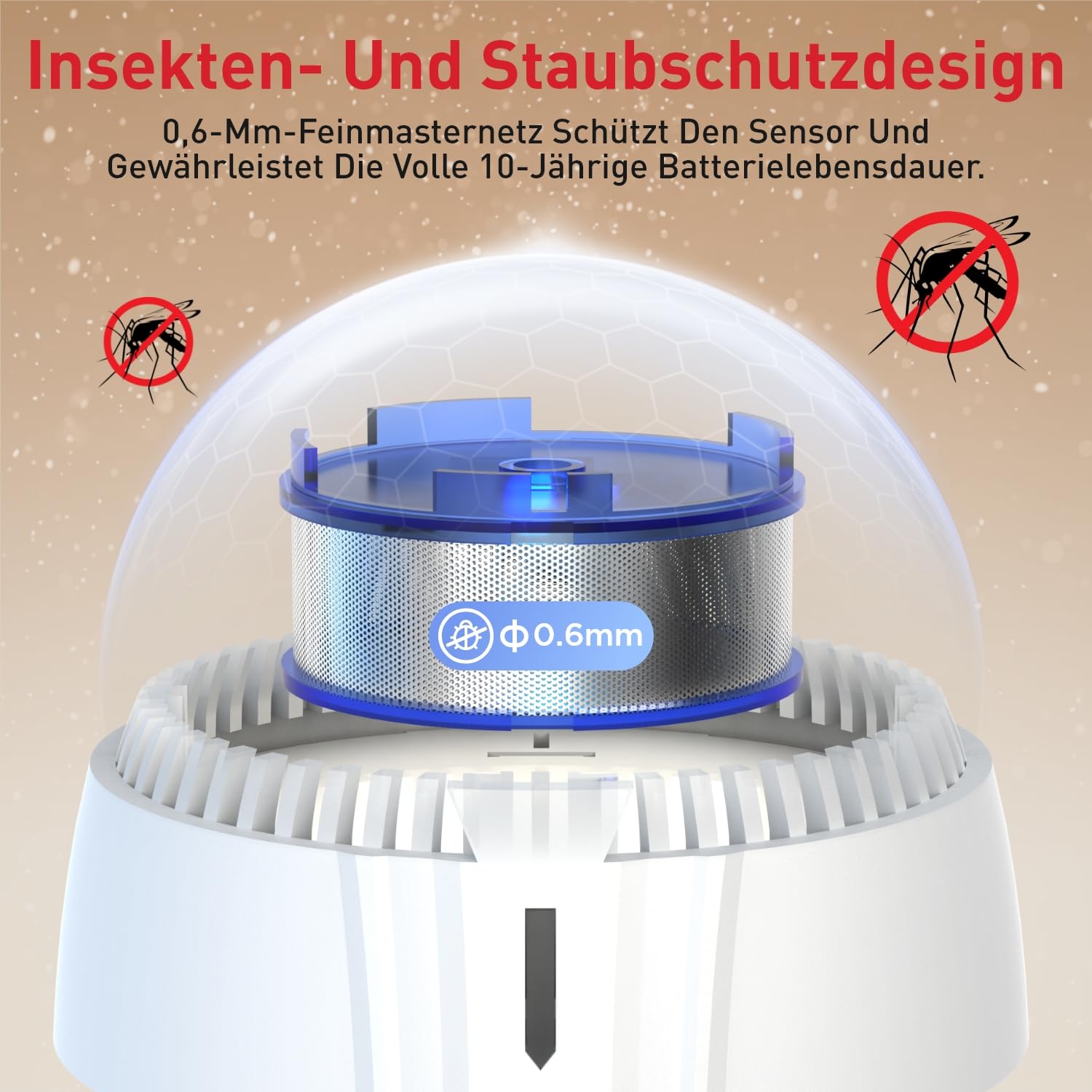 DAYTECH - Mini detector de humo con 10 años de batería, instalación fácil, alarma contra incendios, detector de humo sin perforación con soporte magnético, ideal para casa, apartamento y alquiler