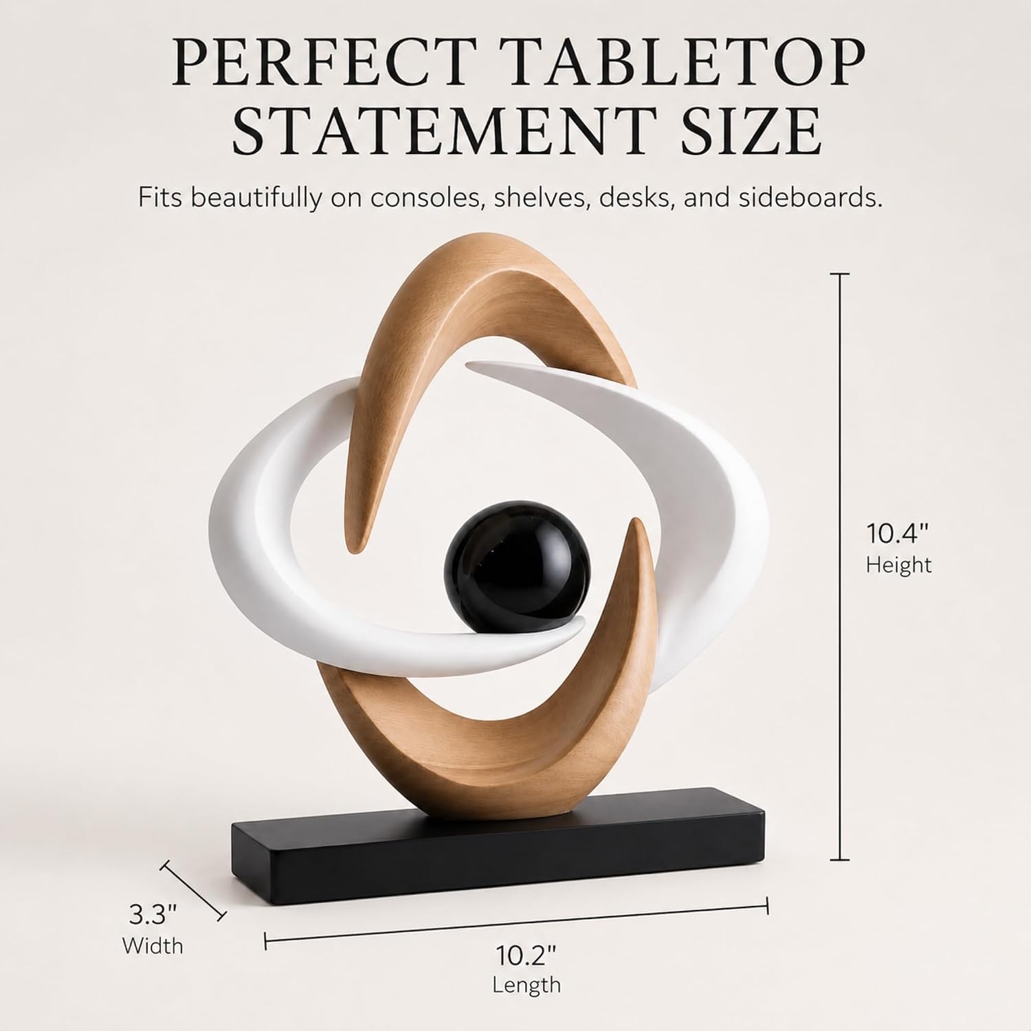 FUNTEREST White and Wood Grain Abstract Sculpture, Resin Art Statue Decor image 4