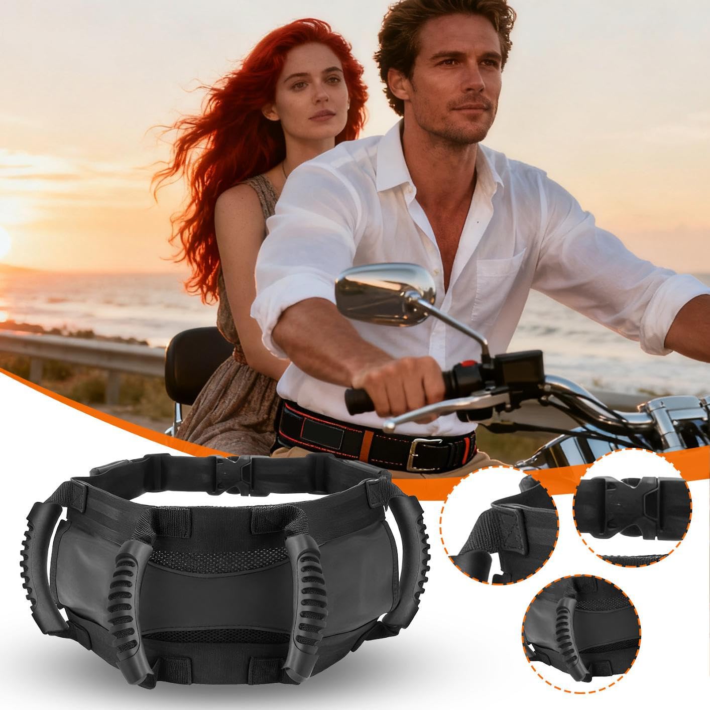 Imbracatura Moto per Bambini,Maniglie Regolabili Per Passeggero - Maniglia Cintura Vita Sedile Posteriore Moto | Per Motociclisti Adulti Motocross ATV Snowmobile Touring Quotidiano Viaggio