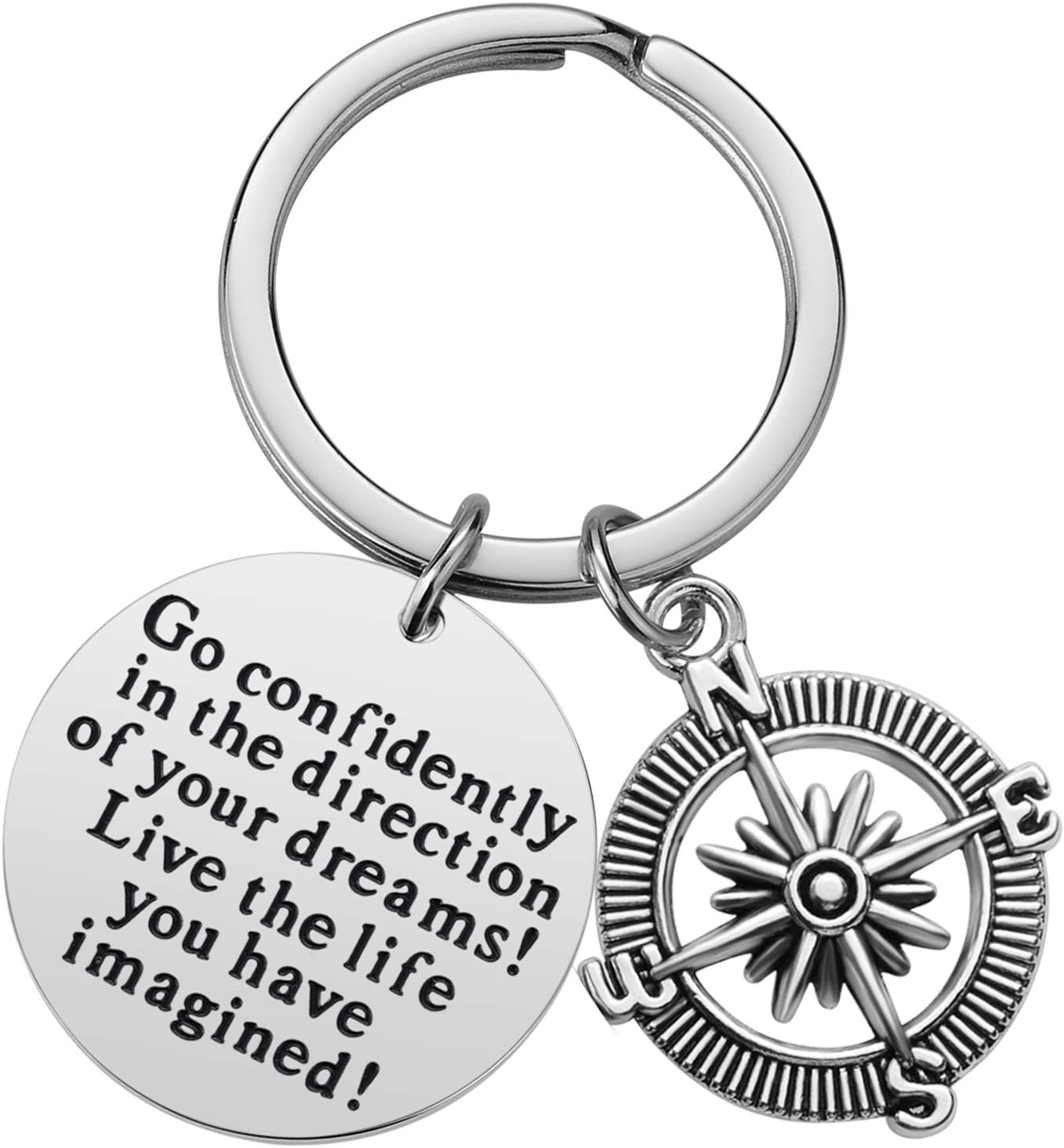 Inspirational Keychain Gifts - Go confidently in the direction of your dreams Graduation Gifts