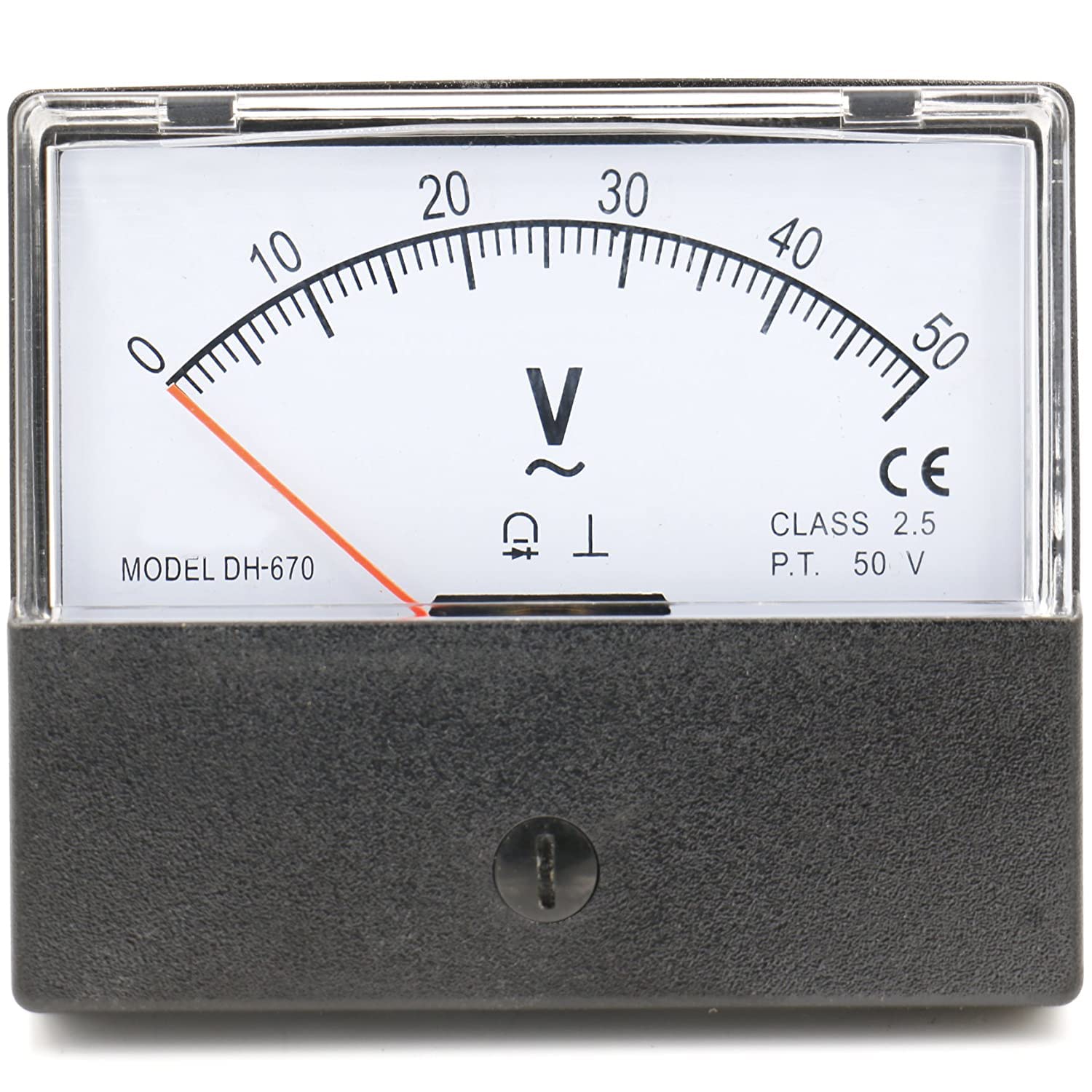 Heschen Rectangular Voltmeter Analog Panel Volt Voltage Meter 670 style AC 0-50V Class 2.5 CE listed