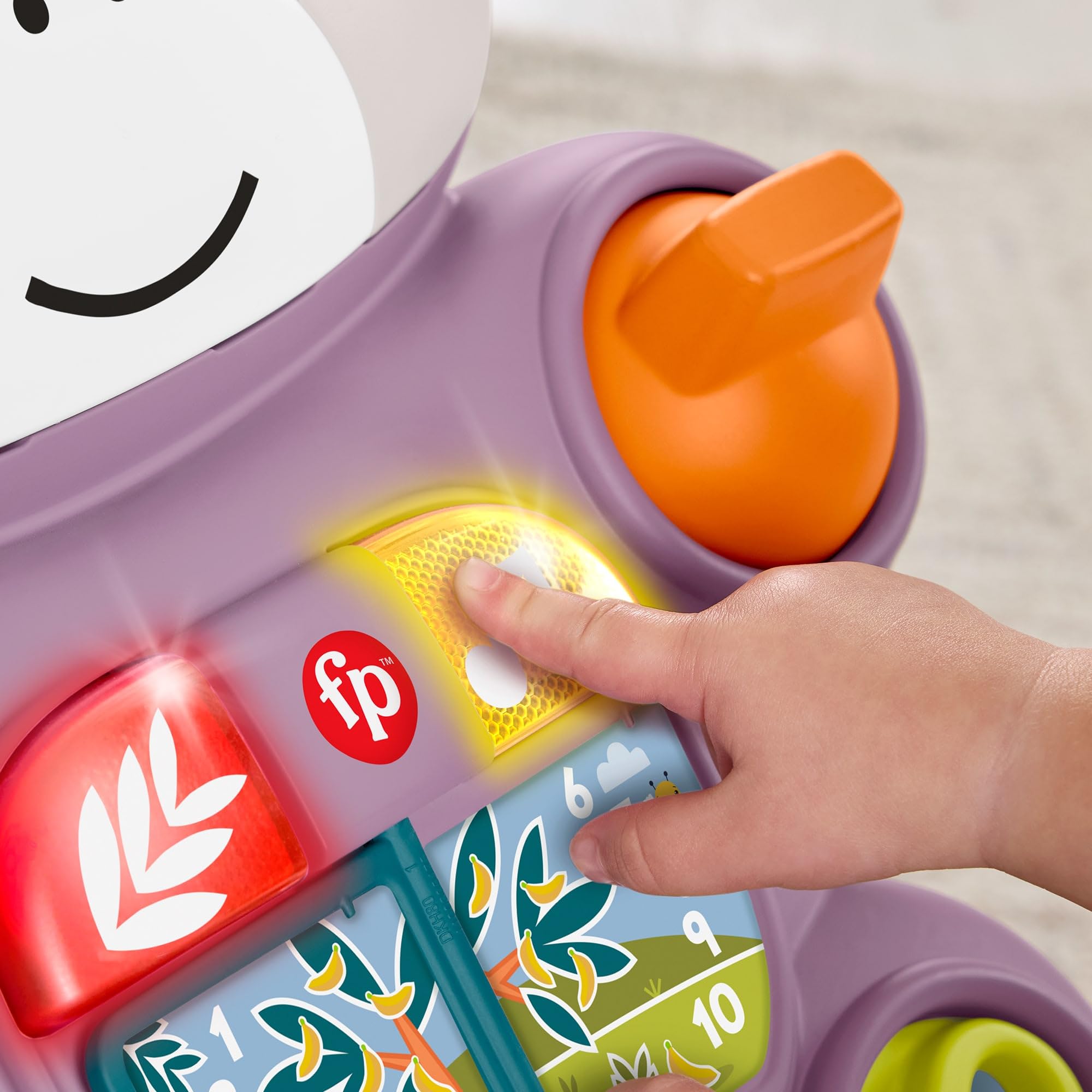 Fisher-Price - Scimmietta Viola Primi Passi, Set per Imparare a Camminare con Musica, luci e attività, 2 modalità di Gioco da seduti e in Piedi, Giocattolo per Bambini, 6+ Mesi, JGW90