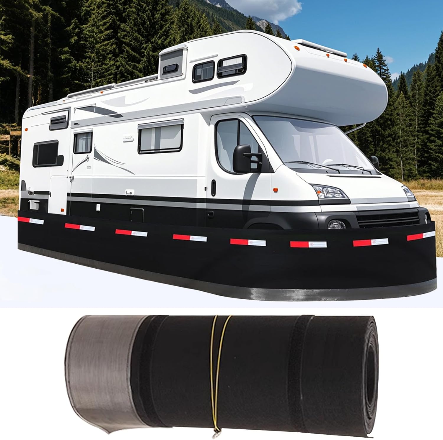 RV Skirting for Winter, Heavy Duty Travel Trailer Skirt with Lock Cable, Windproof, Waterproof & UV Resistant Camper Skirt for Mid Travel Trailer & Standard Class C RV(65.6x2.6 ft)