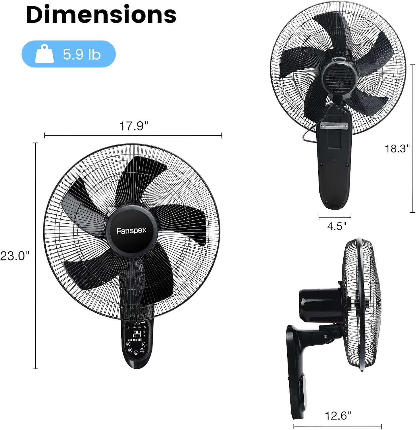 16" Wall Mounted Fan with Auto-oscillation, Timer, Adjust Wind Tilt for Home Garage Workshop Greenhouse Cooling & Air Circulation