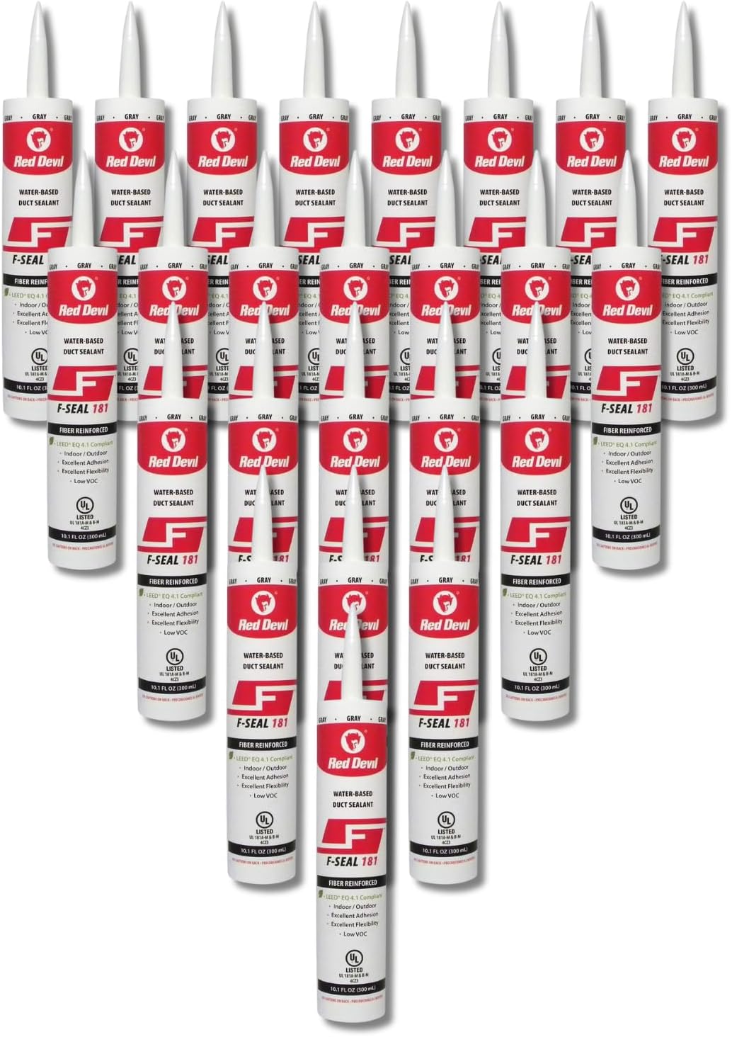 Red Devil 0846DX F-Seal 181 Fiber Reinforced Water Based Duct Sealant, 10.1 oz, Gray, 24 Pack