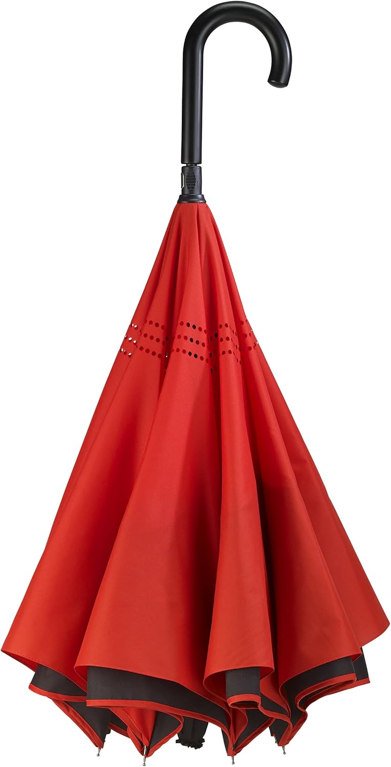 Galleria Reverse Close Stick UmbrellaBlack/Red