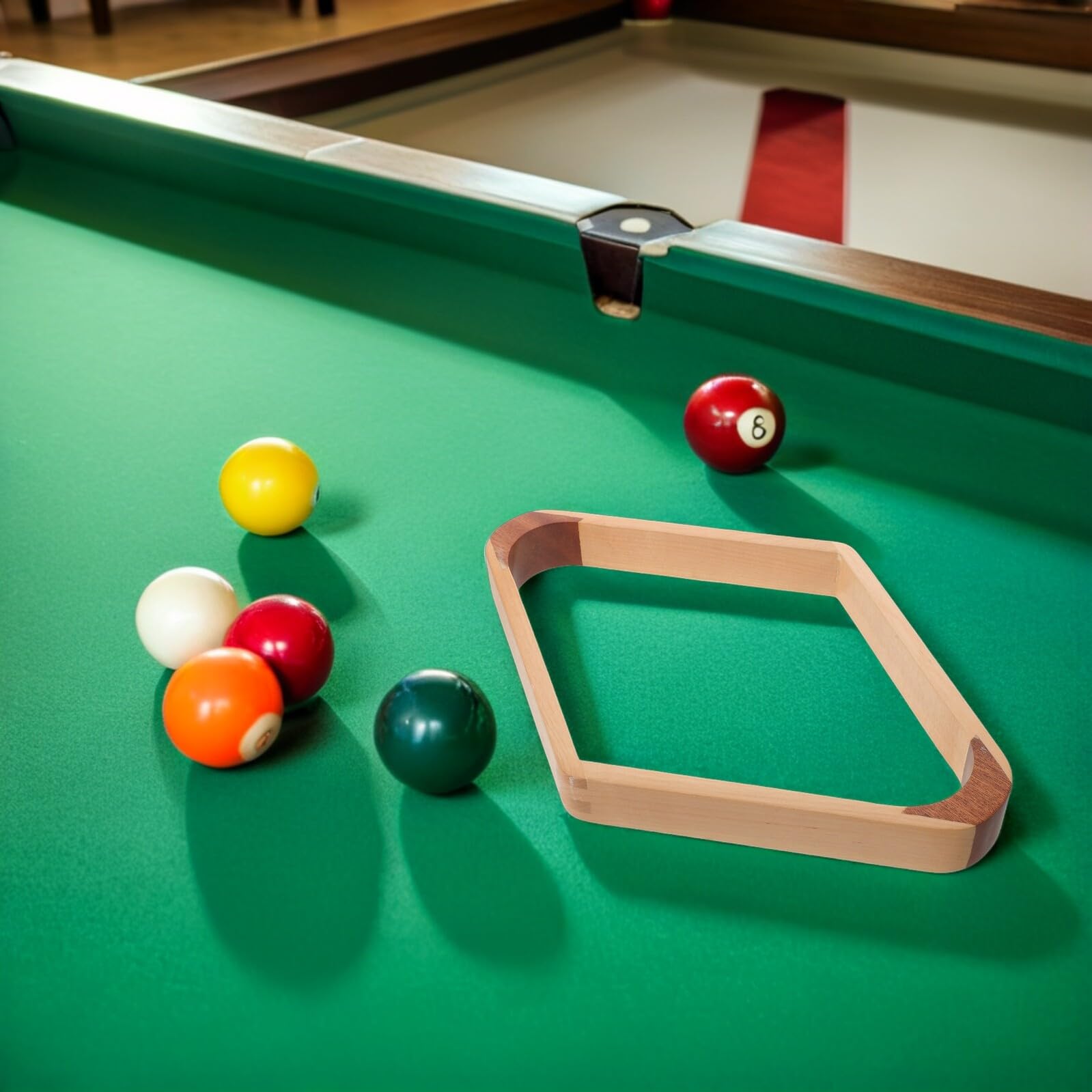 BESTonZON Râtelier de Billard en Bois Naturel pour 9 Boules Cadre Triangulaire 19,3 X 19,3 CM Support Professionnel Compatible Billard Américain et Snooker Salle de Loisirs