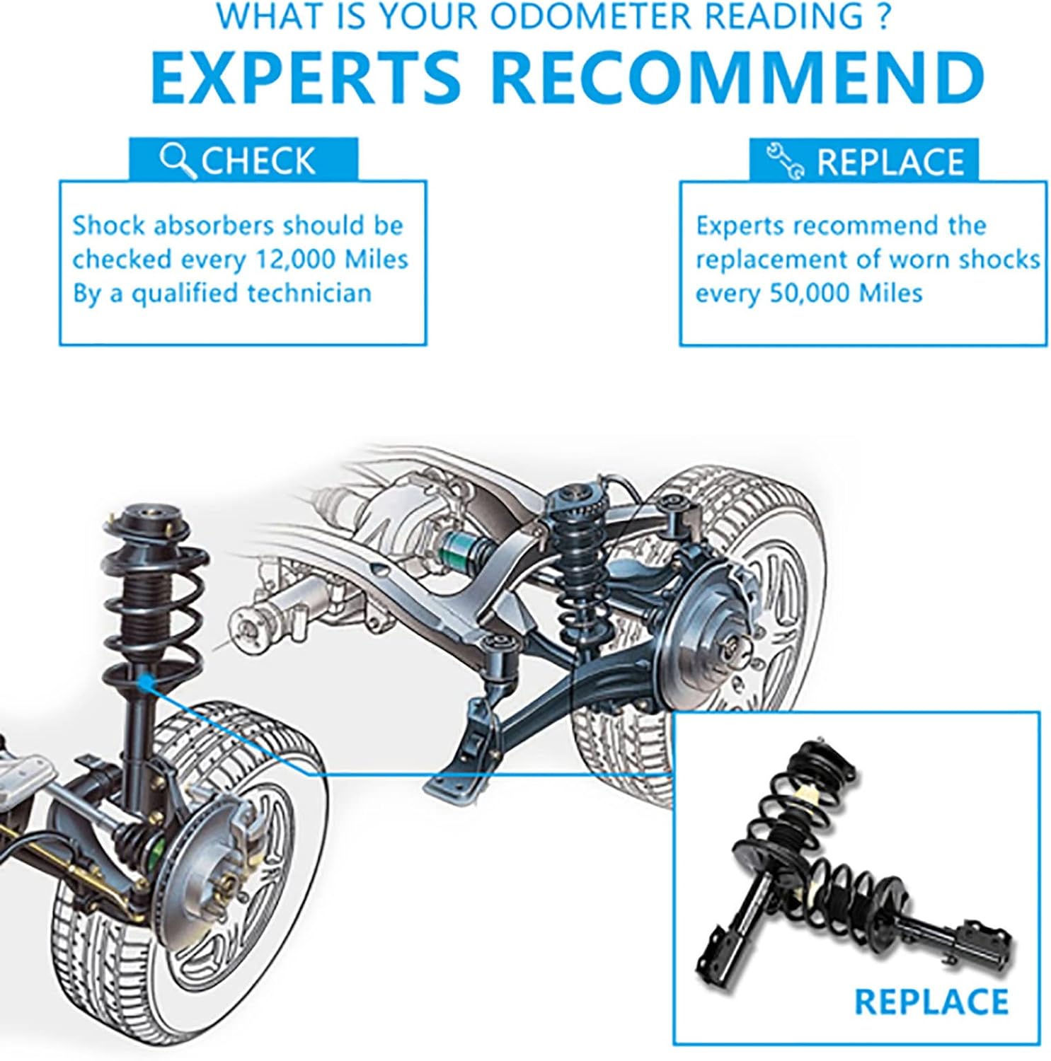 Front Pair Complete Struts Shocks Assembly w/Coil Spring Replacement for Toyota Corolla 2003-2008 Replace OE 172114 172115 Left and Right Side