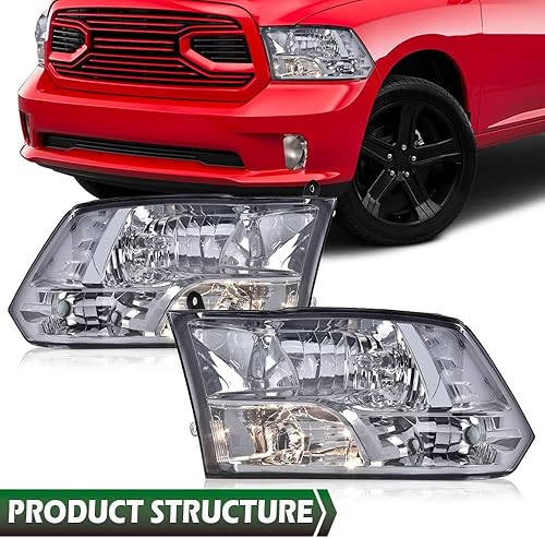 Miniatura 9 de GRAND ORANGE Faros delanteros compatibles con Dodge Ram 1500 2009-2018 Fit 2010-2018 Dodge Ram 2500 3500 Fit 2011-2018 Ram 4500 5500 Head Lamps