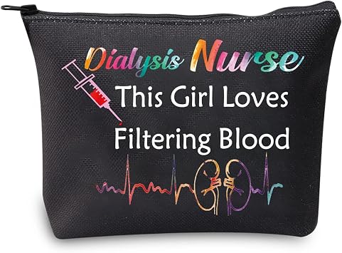 MBMSO Dialysis Nurse Gifts Makeup Bag - This Loves Filtering Blood - Black