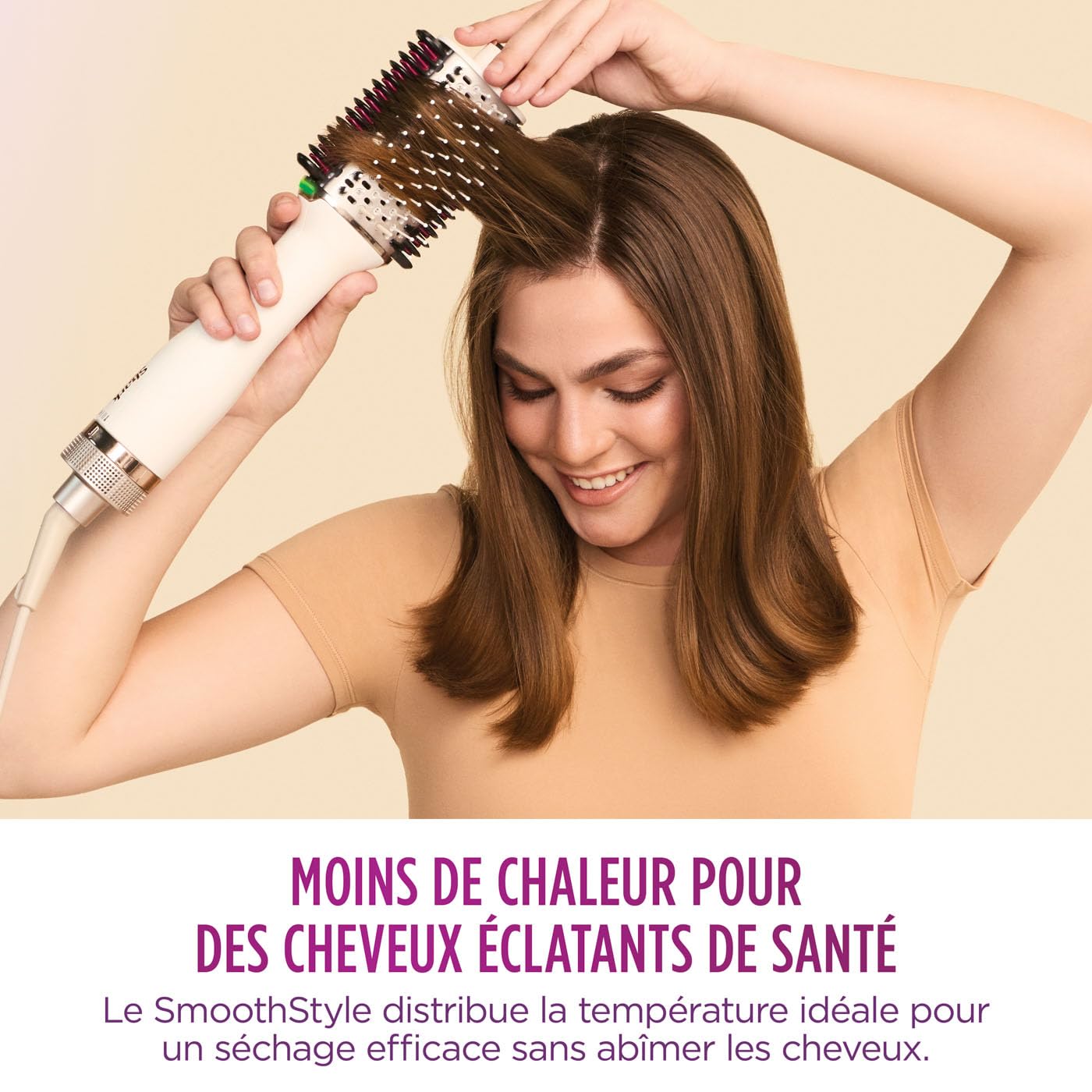 Cepillo y peine térmico alisador Shark SmoothStyle con estuche, modos Seco y Húmedo, cepillo de aire caliente con 3 temperaturas, resultado suave y voluminoso para todo tipo de cabello, Seda HT212EU