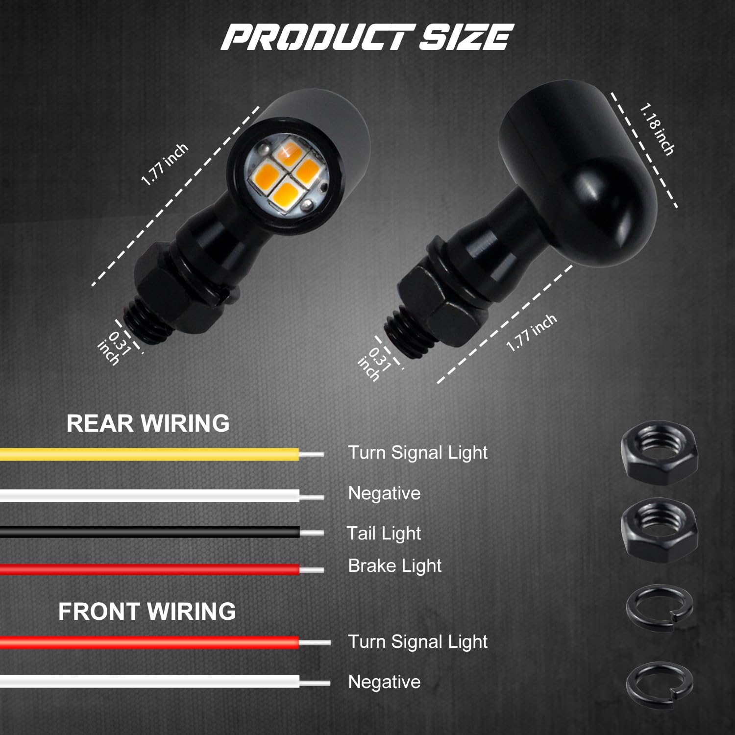 NTHREEAUTO Motorcycle Turn Signals, Universal Front Rear LED Turn Signal Light Mini Blinkers Brake Tail Lights Compatible with Harley Honda Suzuki Triumph Yamaha - 4 PCS