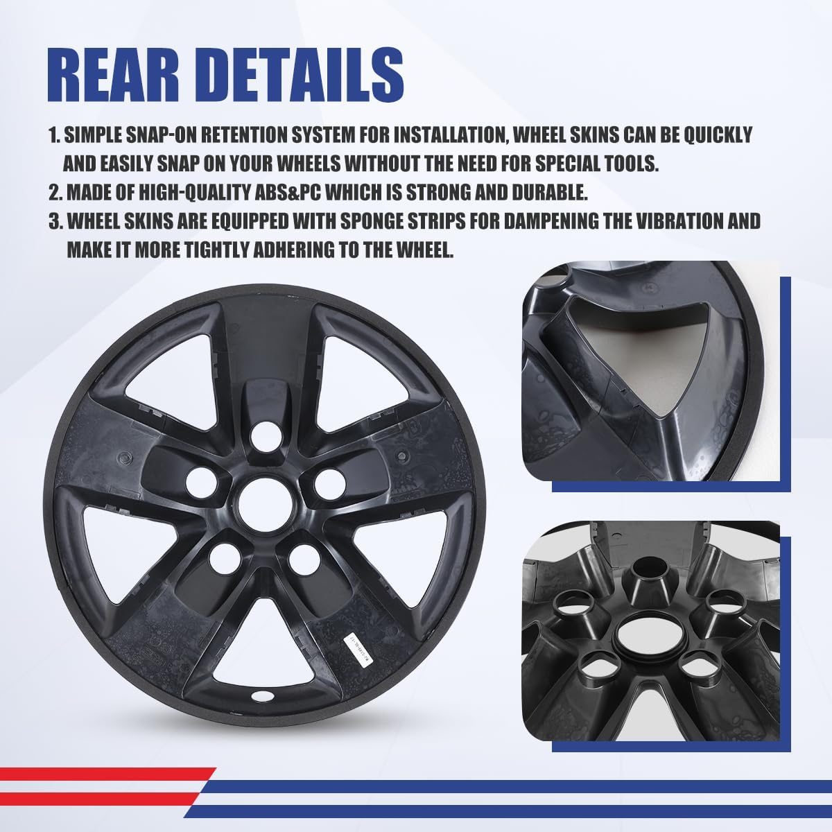 CPW 4-Pack 17" Gloss Black Wheel Hubcaps for 2013-2018 Dodge Ram 1500 and 2019-2023 Ram 1500 Classic | Snap-On Covers for Steel Wheels Only with Reattachable Center Cap | Alloy Look Design