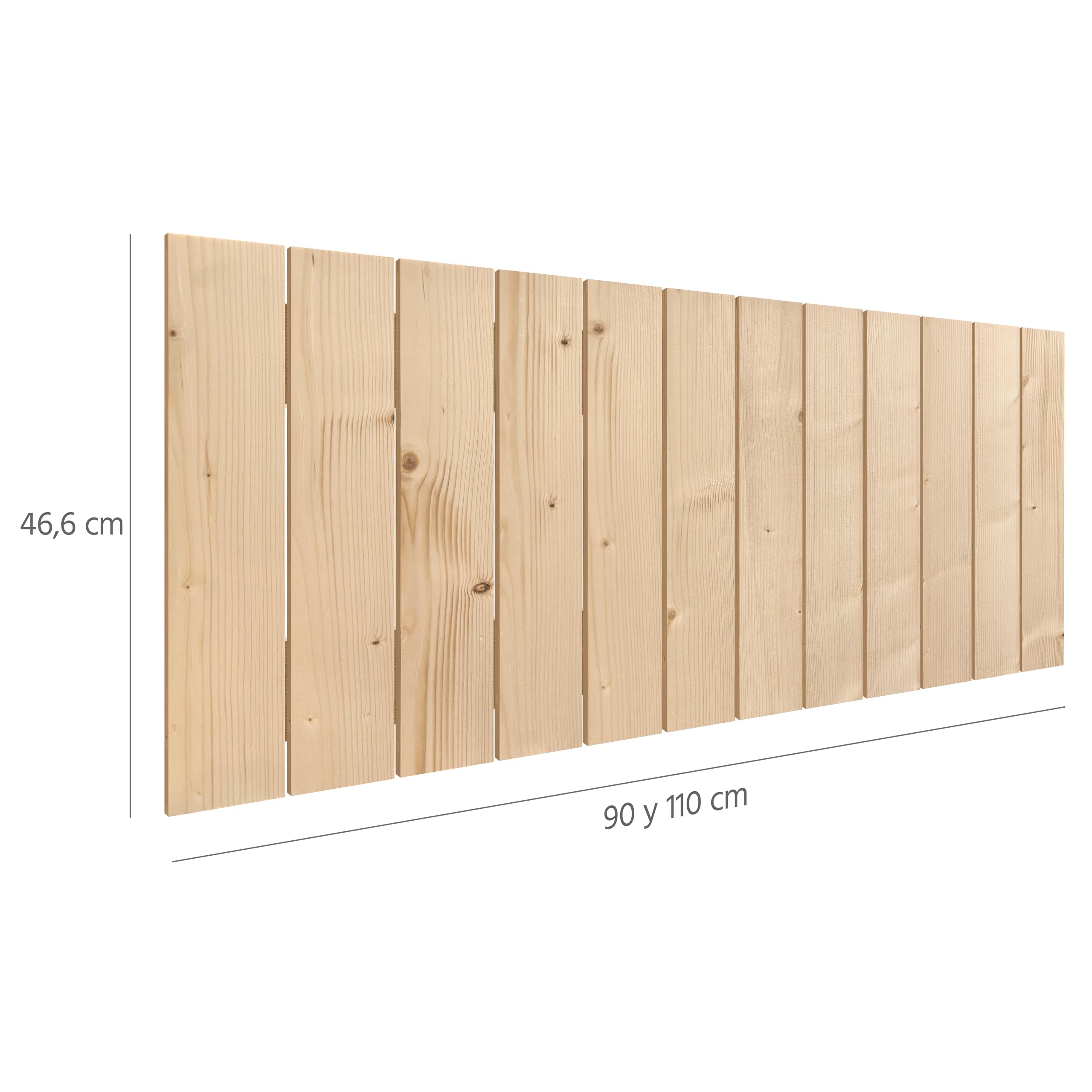DHOME Cabecero de Madera Natural de Pino Estilo Palet Vertical Cama Palets Herrajes incluidos (90x46cm)