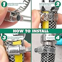 Vista 6 de Juego de 24 abrazaderas de manguera de acero inoxidable ajustables de 1/2"– 3/4" (13-19mm) con engranaje sinfín, abrazaderas de manguera de metal