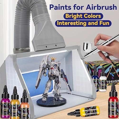 Miniatura 5 de Juego de pintura acrílica con aerógrafo, 28 colores, no tóxicas, a base de agua, 1.0 fl oz1.07 onzas para lienzo, vidrio, madera, mate, secado