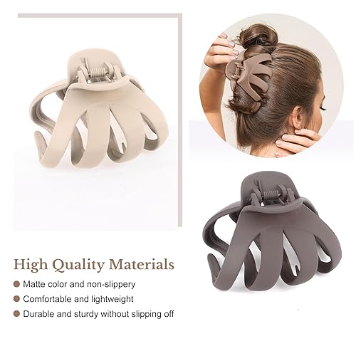 Miniatura 3 de 4 pinzas de pulpo grandes para cabello grueso, pinzas de pulpo mate para cabello fino, clip de mandíbula de sujeción fuerte, pinzas antideslizantes