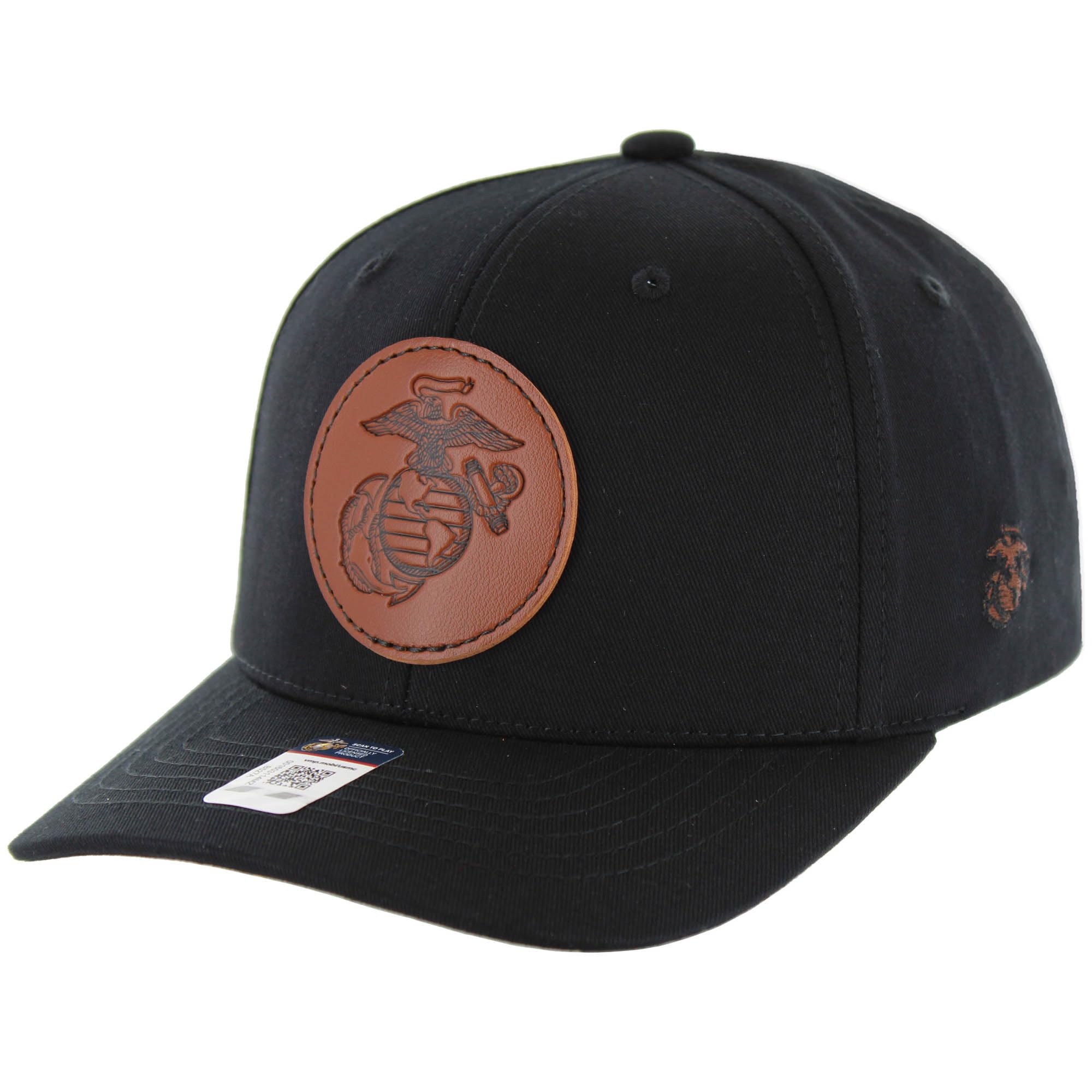 US Marine Corps Patch Hat for Men USMC Hat, Official Licensed Marines PU Leather Embroidered Veteran Cap