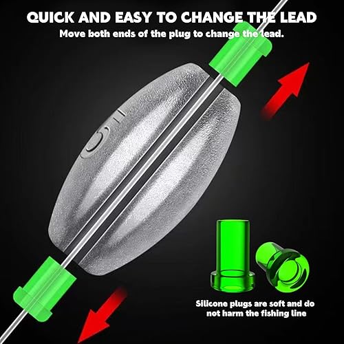 Miniatura 4 de EKIND Pesas redondas de plomo para huevos Pesas de pesca de tiro dividido extraíbles Pesas de pesca Bass Casting Gear Kit para agua salada Pesca de