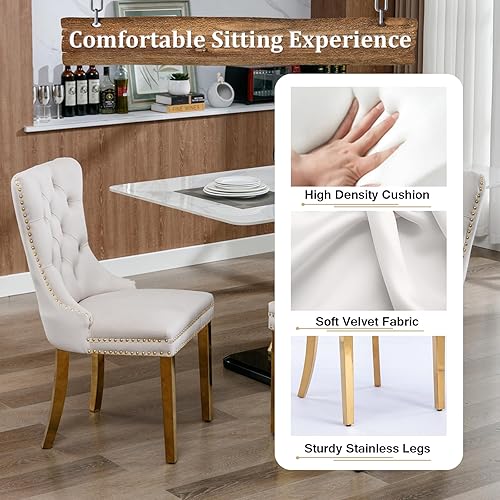 Miniatura 6 de Juego de mesa de comedor de mármol sintético de 70 pulgadas para 6, mesa de comedor de oro blanco con pedestal de acero inoxidable y 6 sillas de