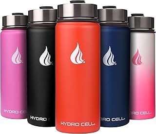 HYDRO CELL Stainless Steel Water Bottle with Flip Top Lid wth Wide Mouth (no Straw) - Keeps Liquids Perfectly Hot or Cold ...