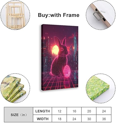 Miniatura 2 de Synthwave Easter Bunny Art  Neon Cyber Rabbit with Retro Easter Egg  Vaporwave 80s Sci-Fi Wall Print  Aesthetic Outrun Decor for Gamers & Retro