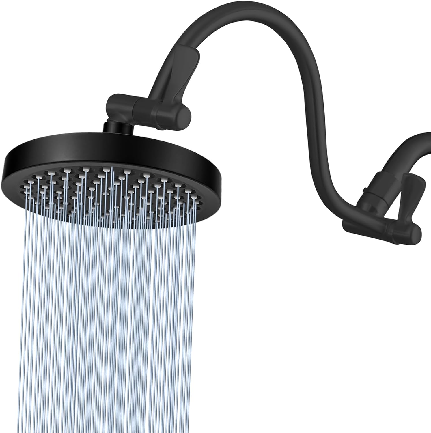 Voolan High Pressure 6'' Rain Shower Head with 14'' Curved Adjustable Shower Arm, Luxury Modern