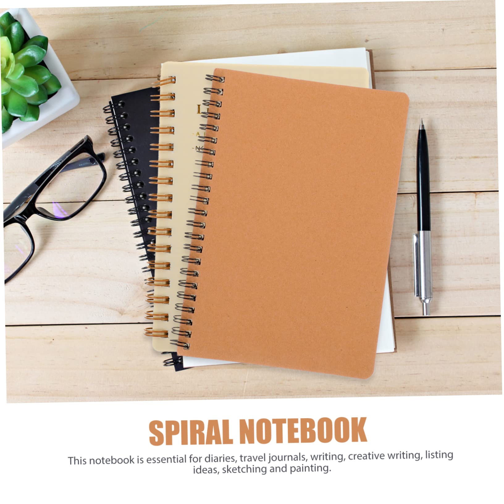Sewroro 10 pièces Lot de à Spirale Cahiers Multifonctions à Pages Blanches Couverture Kraft Carnet Notes Spiral pour Bureau Étudiants et Usage