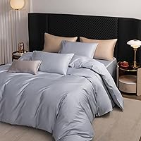 Vista 144 de MooMee Queen Duvet Cover Set, 100% Extra Long Staple Cotton 600 Thread Count Sateen Silky Soft Breathable Durable Luxury Hotel Quality Bedding Set