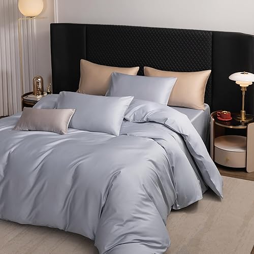 Miniatura 144 de MooMee Queen Duvet Cover Set, 100% Extra Long Staple Cotton 600 Thread Count Sateen Silky Soft Breathable Durable Luxury Hotel Quality Bedding Set