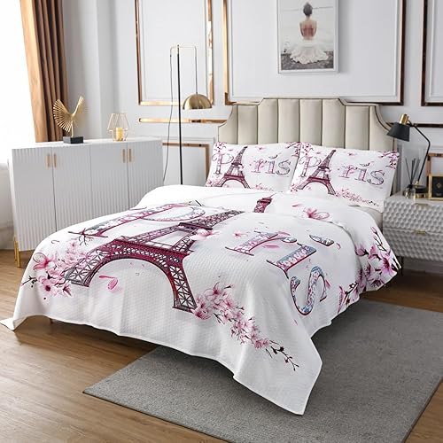 Miniatura 5 de Manfei Colcha acolchada de rana verde para niños, tamaño King, colcha acolchada con flores de acuarela con 2 fundas de almohada, juego de colcha con