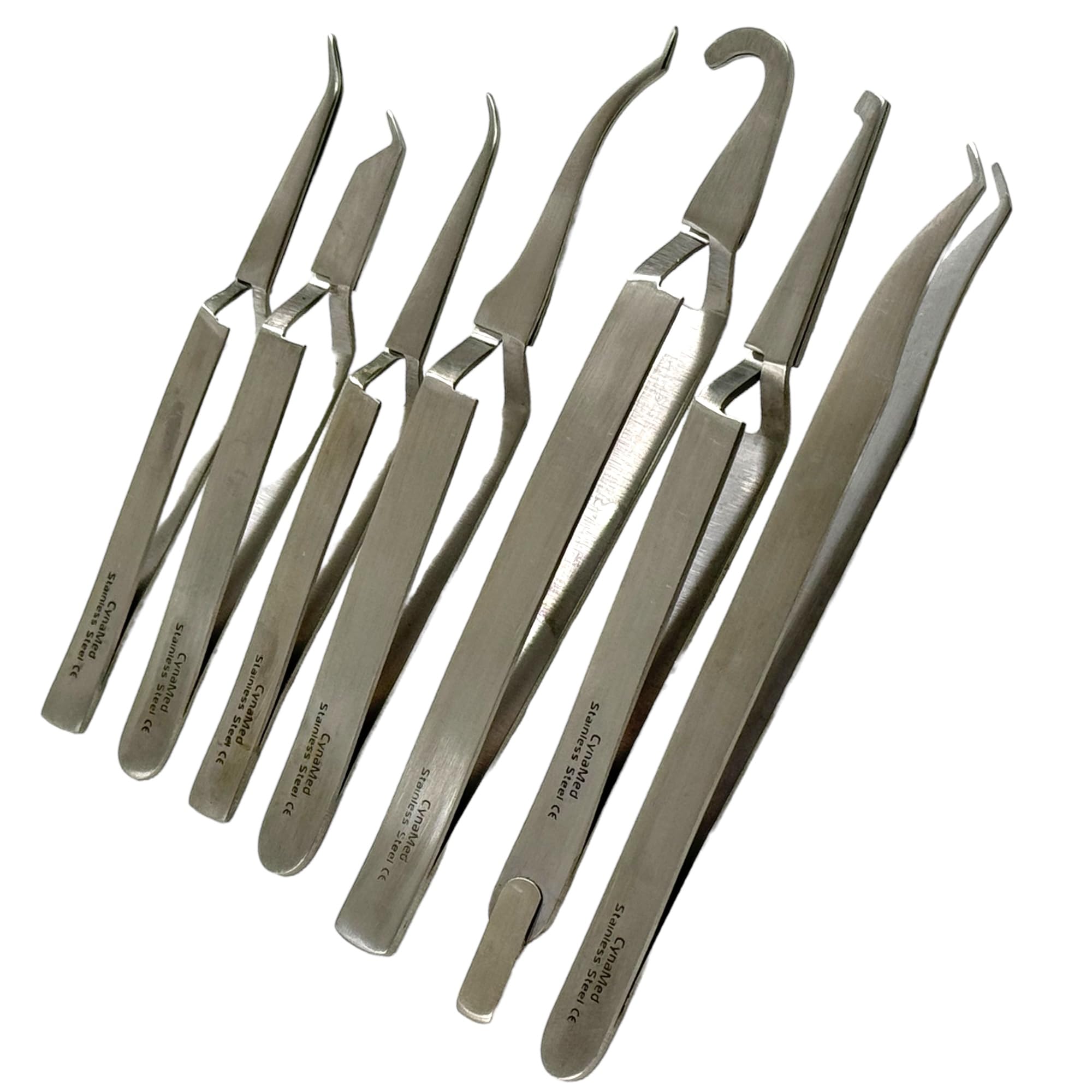 Orthodontic Dental Brace Placing Tweezers to Hold and Remove Dental Mouth Brackets - Stainless Steel (7 Pack)