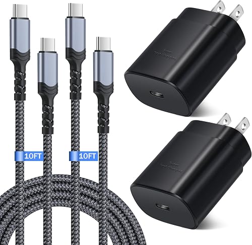 Super Fast Charger Type C Block, Costyle 25W USB C Wall Charger Super Fast Charging Block with 10FT Long USB C Cable for Samsung Galaxy S24 S25Ultra S24+ S23 S23Ultra S22 S22Plus S20FE Note 20-Black