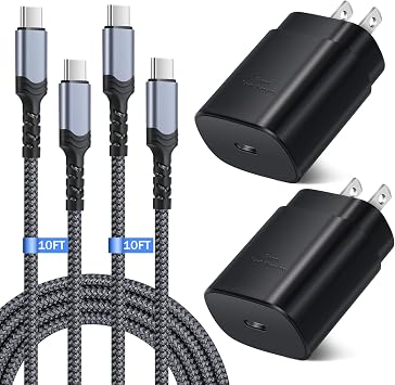 Super Fast Charger Type C Block, Costyle 25W USB C Wall Charger Super Fast Charging Block with 10FT Long USB C Cable for Samsung Galaxy S24 S25Ultra S24+ S23 S23Ultra S22 S22Plus S20FE Note 20-Black