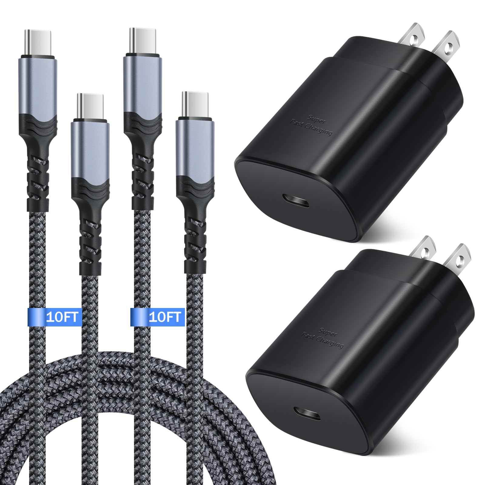 Super Fast Charger Type C Block, Costyle 25W USB C Wall Charger Super Fast Charging Block with 10FT Long USB C Cable for Samsung Galaxy S24 S24Ultra S24+ S23 S23Ultra S22 S22Plus S20FE Note 20-Black