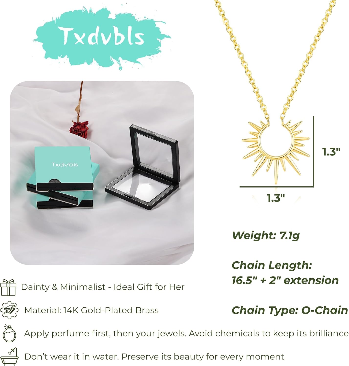 Necklace for Women - 14K Gold Plated Sun Necklace, Summer Vintage Spiral Sunshine Pendant Necklaces for Women Trendy, Dainty Jewelry Gift